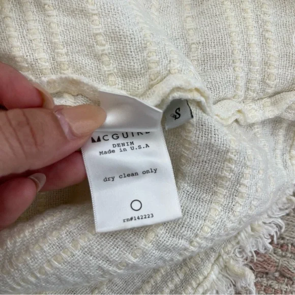 McGuire Linen Cotton Blend Split Long Sleeve Tie Top Blouse S Textured Luxury - Picture 16 of 16